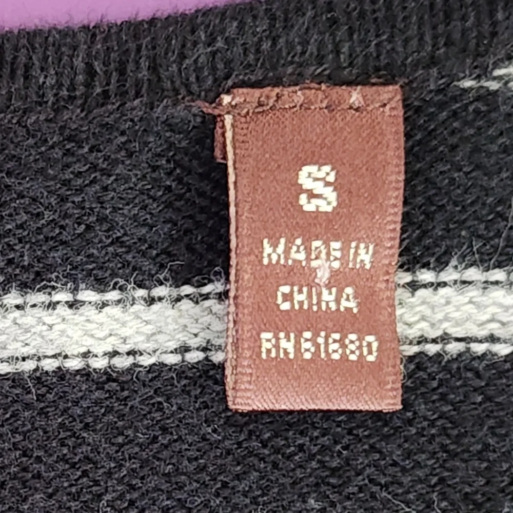 525 America Dress 100% Cotton Knit Breton Stripe Black Size S - Picture 12 of 12